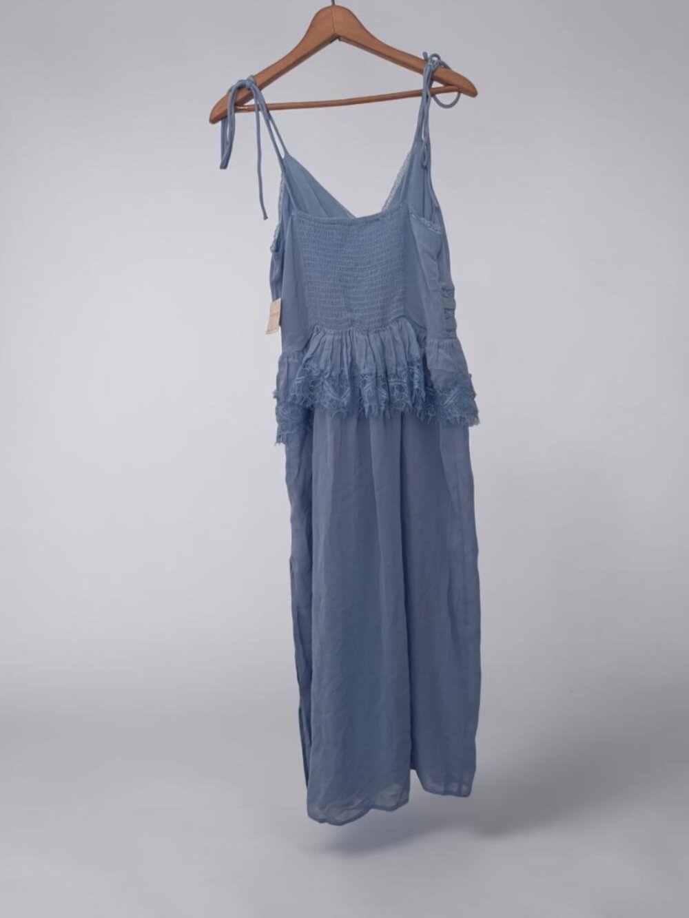 Free People Light Blue Lace Maxi Dress – Smocked Bodice – Size M - Picture 2 of 8